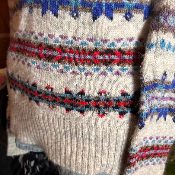 Y2K American Eagle Fair Isle Boat Neck Wool Blend Knit Sweater Womens Small - Picture 3 of 8